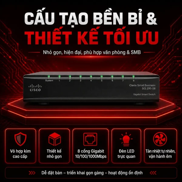 Switch chia mạng Cisco 8Port 10/100/1000Mbps SG200-08