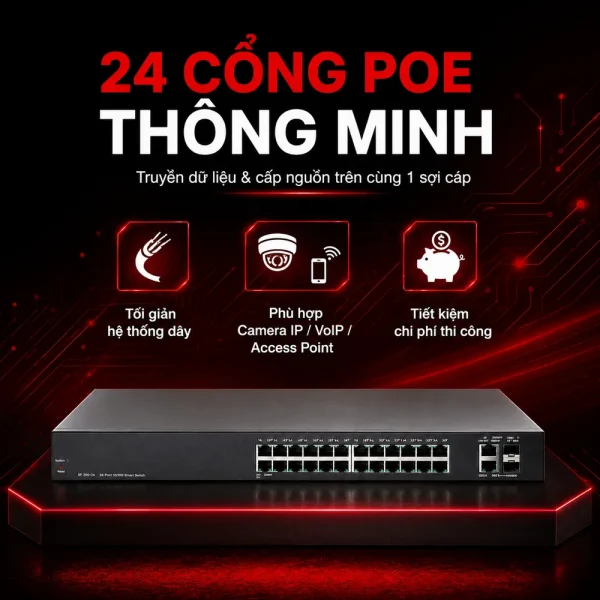 Switch chia mạng PoE Cisco 24port 10/100Mbps SF200-24P