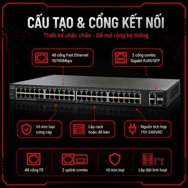 Switch chia mạng Cisco 48Port 10/100Mbps SF200-48