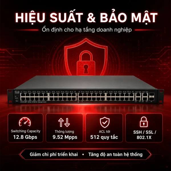 Switch chia mạng POE 48 port 10/100Mbps Cisco SF300-48PP-K9