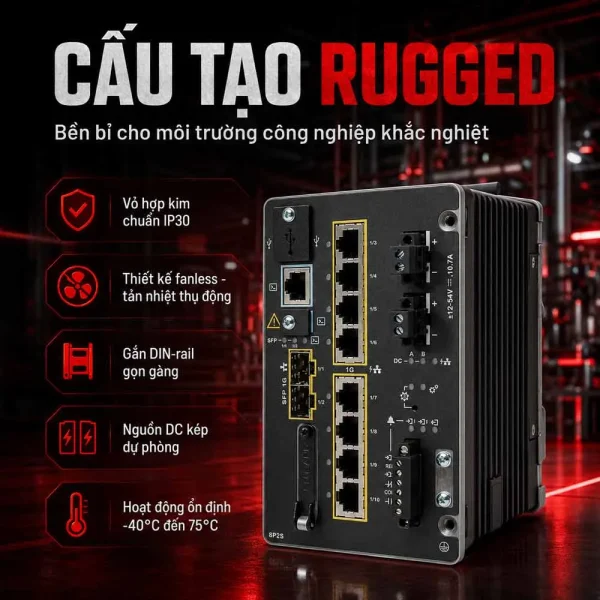 Switch chia mạng Cisco IE-3400-8P2S-E