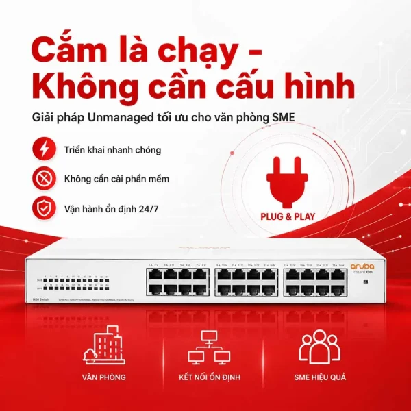 Thiết bị chuyển mạch Aruba R8R49A Instant On 1430 24G