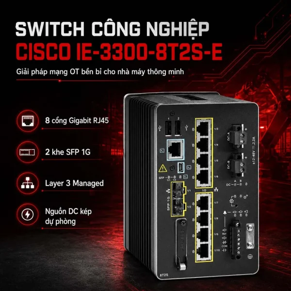 Switch công nghiệp Cisco IE-3300-8T2S-E