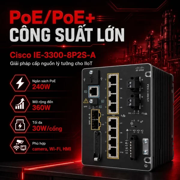 Switch công nghiệp Cisco industrial IE-3300-8P2S-A