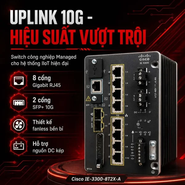 Switch công nghiệp Cisco IE-3300-8T2X-A