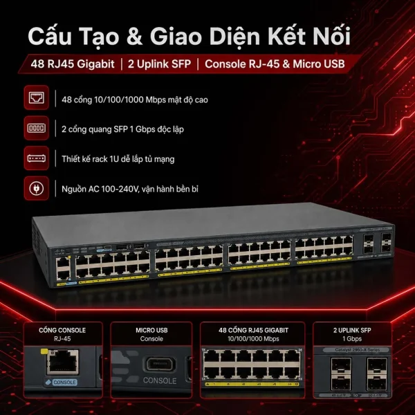 Switch CISCO CATALYST C2960X | PN: WS-C2960X-48TS-LL