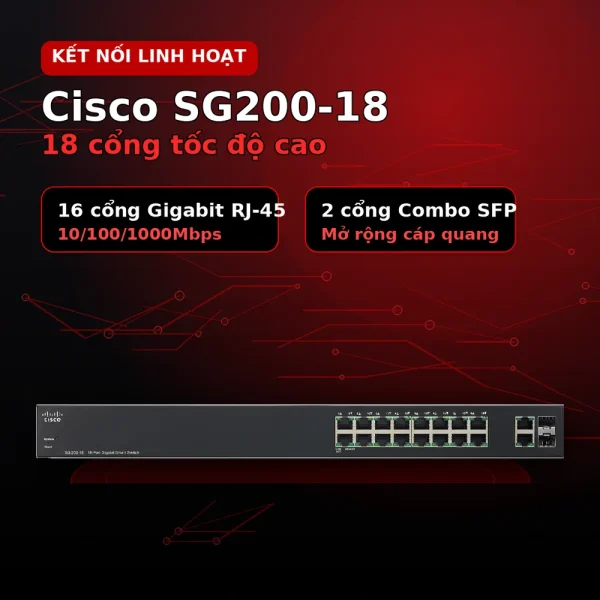 Switch chia mạng Cisco 18Port 10/100/1000Mbps SG200-18