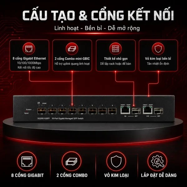 Switch chia mạng Cisco SG300-10SFP 10Port 10/100/1000Mbps