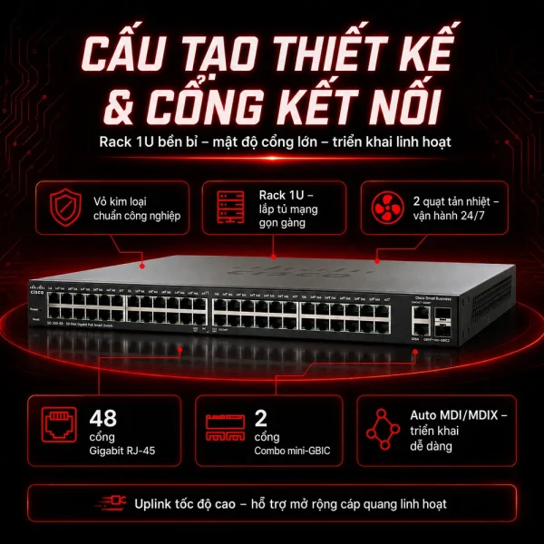 Switch chia mạng Cisco 50Port 10/100/1000Mbps SG200-50