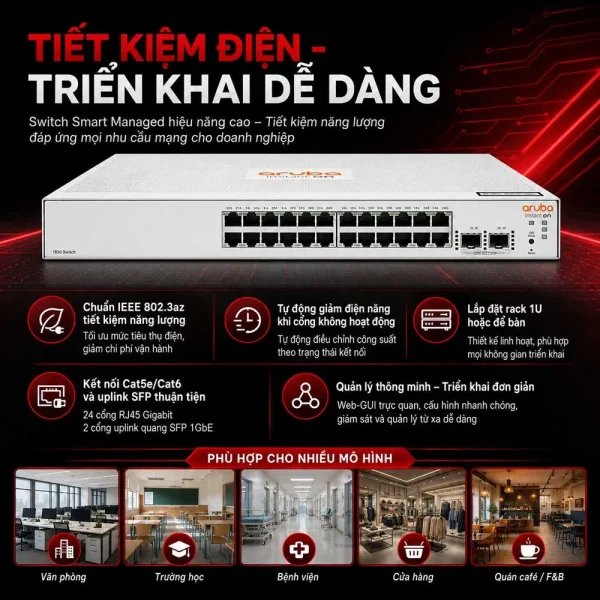 Thiết bị chuyển mạch Aruba Instant On 1830 24G – JL812A