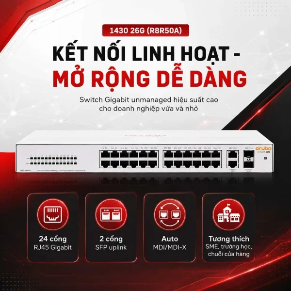 Thiết bị chuyển mạch Aruba Instant On 1430 26G – R8R50A