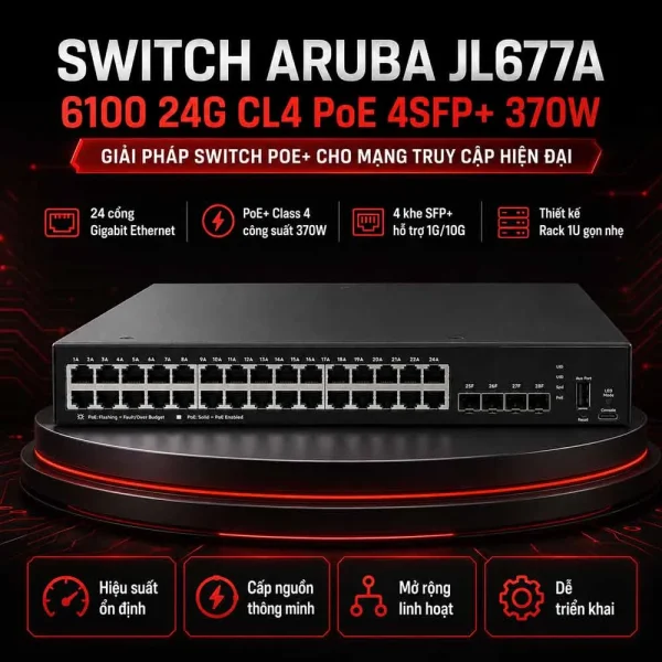 Switch Aruba JL677A 6100 24G CL4 PoE 4SFP+ 370W