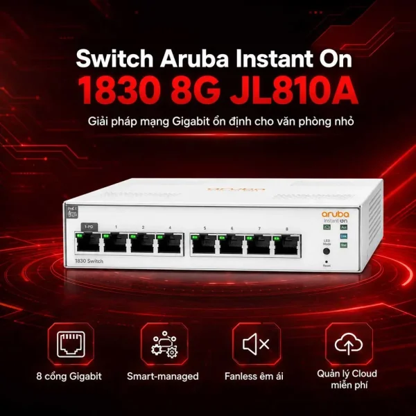 Thiết bị chuyển mạch Aruba Instant On 1830 8G – JL810A