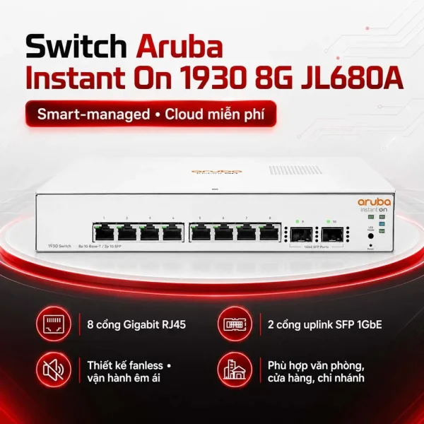 Thiết bị chuyển mạch Aruba Instant On 1930 8G – JL680A
