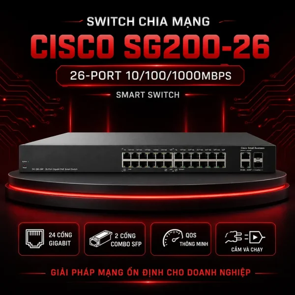 Switch chia mạng Cisco 26Port 10/100/1000Mbps SG200-26