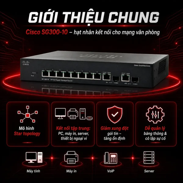 Switch chia mạng Cisco SG300-10 10Port 10/100/1000Mbps