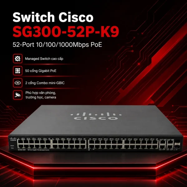 Switch Cisco SG300-52P 52Port 10/100/1000Mbps PoE