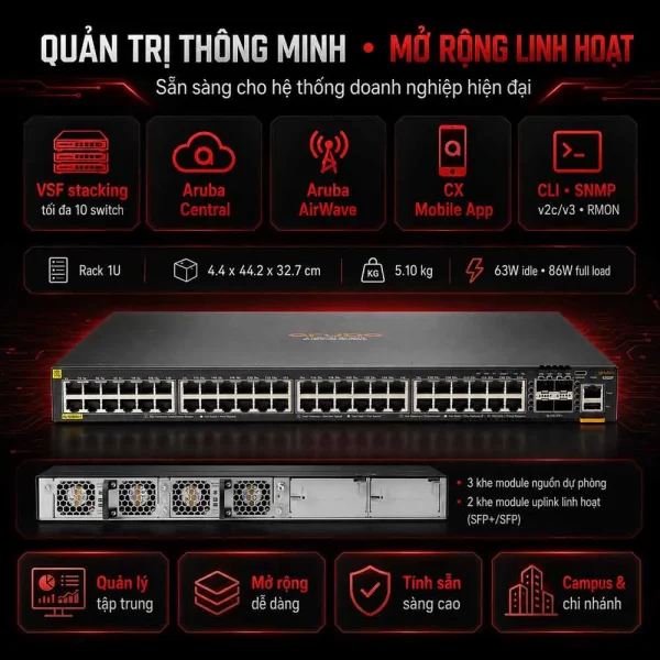 Switch Aruba JL665A 6300F 48G CL4 PoE 4SFP56