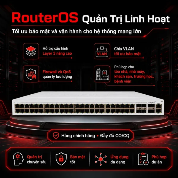 Switch chia mạng Mikrotik CRS354-48G-4S+2Q+RM