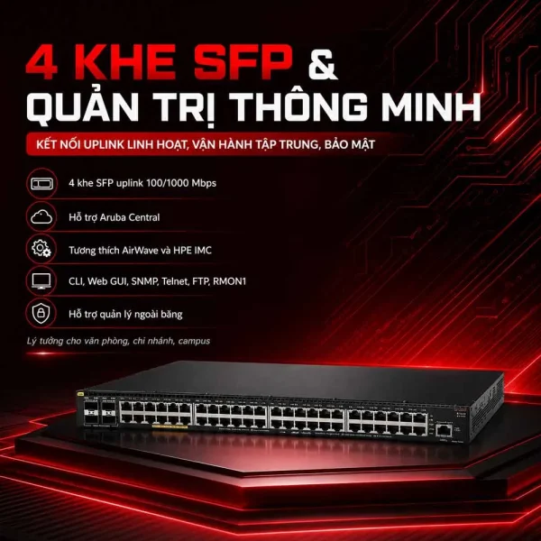 Switch Aruba JL262A 2930F 48G PoE+ 4SFP