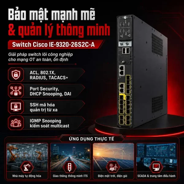 Switch công nghiệp Cisco IE-9320-26S2C-A, 24x SFP