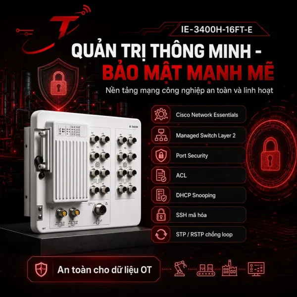 Bộ chuyển mạch Switch Cisco IE-3400H-16FT-E