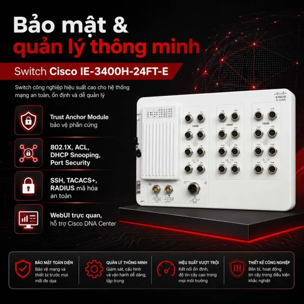 Bộ chuyển mạch Switch Cisco IE-3400H-24FT-E