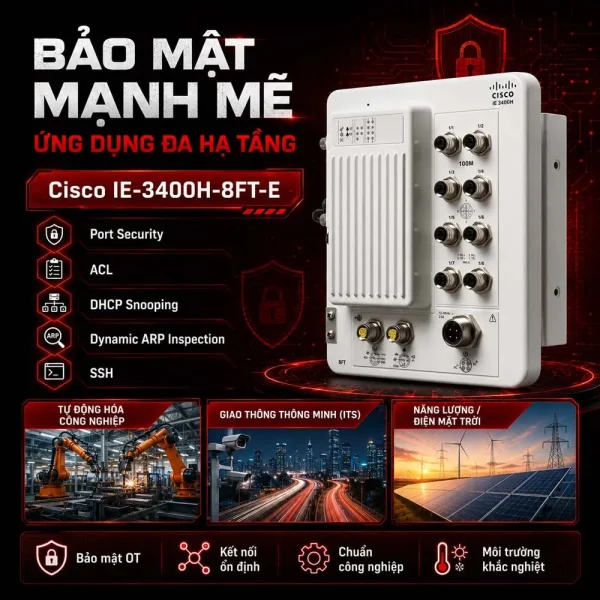 Bộ chuyển mạch Switch Cisco IE-3400H-8FT-E
