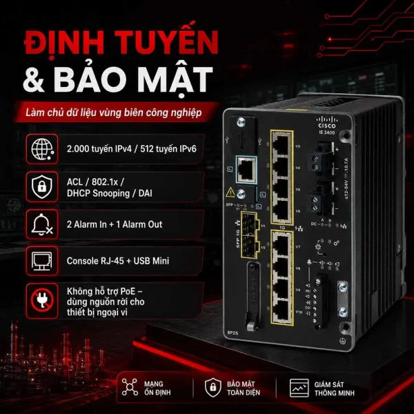 Switch công nghiệp Cisco IE-3400-8T2S-A