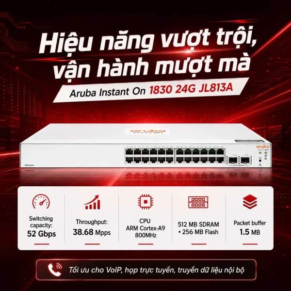 Thiết bị chuyển mạch Aruba Instant On 1830 24G – JL813A