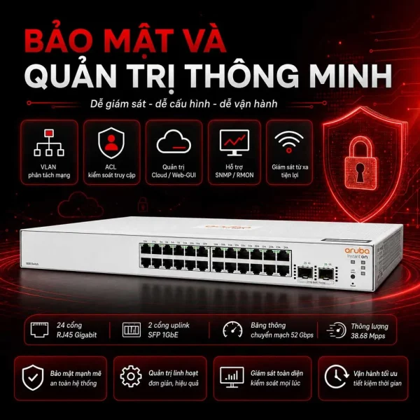 Thiết bị chuyển mạch Aruba Instant On 1830 24G – JL812A
