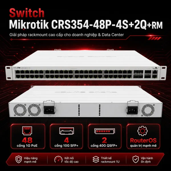 Switch chia mạng Mikrotik CRS354-48P-4S+2Q+RM