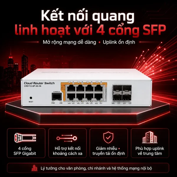 Switch chia mạng Mikrotik CRS112-8P-4S-IN