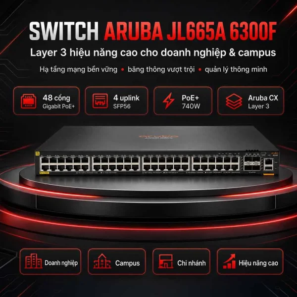 Switch Aruba JL665A 6300F 48G CL4 PoE 4SFP56