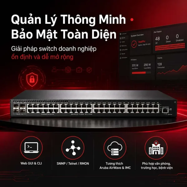Switch Aruba JL262A 2930F 48 Cổng PoE+