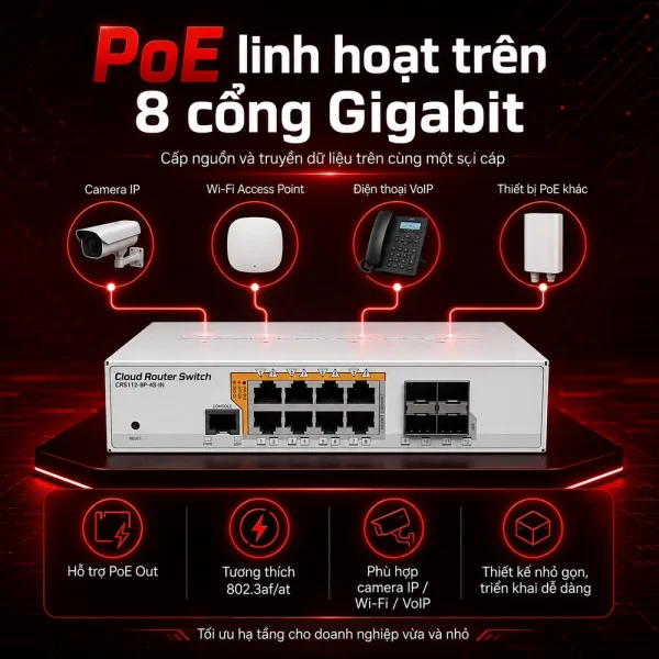 Switch chia mạng Mikrotik CRS112-8P-4S-IN