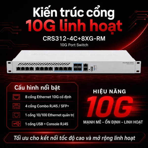 Switch chia mạng Mikrotik CRS312-4C+8XG-RM
