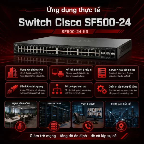 Switch chia mạng Cisco 24Port 10/100Mbps – SF500-24