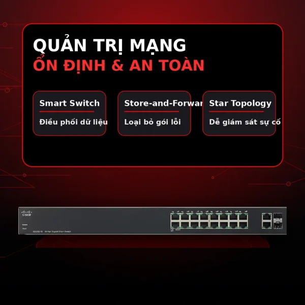 Switch chia mạng Cisco 18Port 10/100/1000Mbps SG200-18