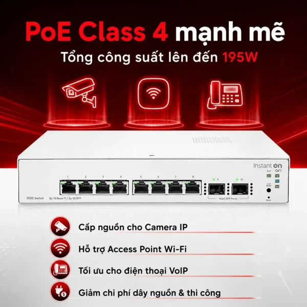 Thiết bị chuyển mạch Aruba Instant On 1930 8G – JL680A