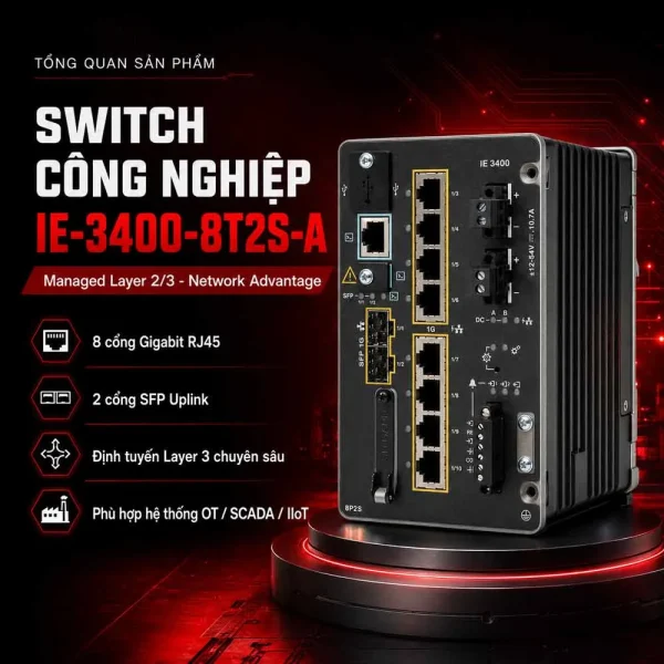 Switch công nghiệp Cisco IE-3400-8T2S-A