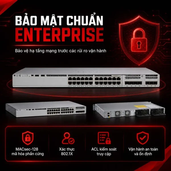 Switch Cisco C9200L-24T-4G-E 24 cổng Gigabit Ethernet + 4 cổng 1G SFP