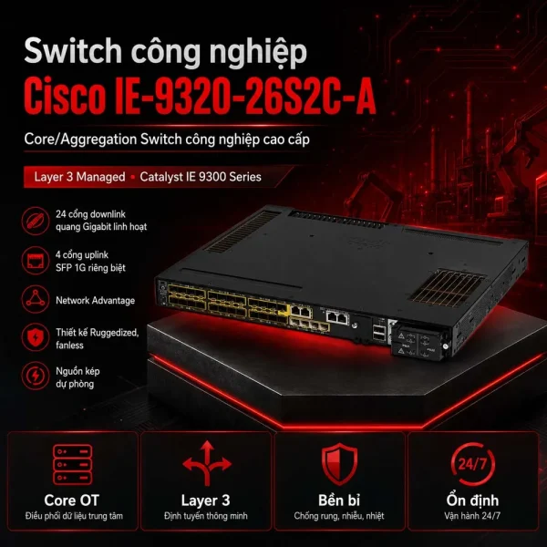 Switch công nghiệp Cisco IE-9320-26S2C-A, 24x SFP
