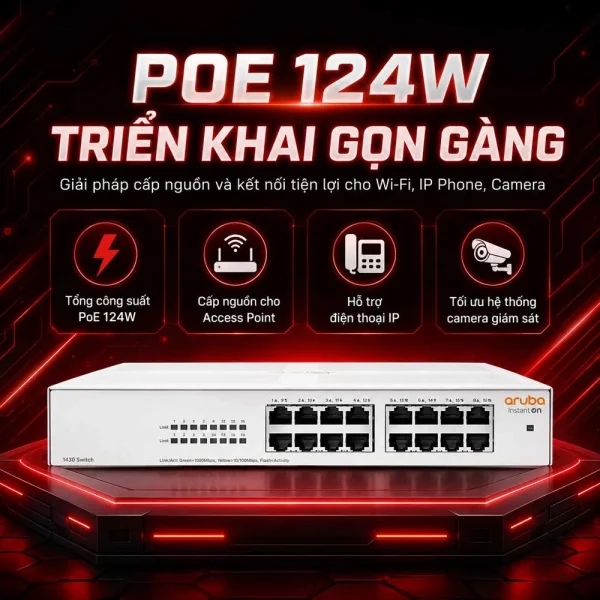 Thiết bị chuyển mạch Aruba Instant On 1430 16G – R8R47A