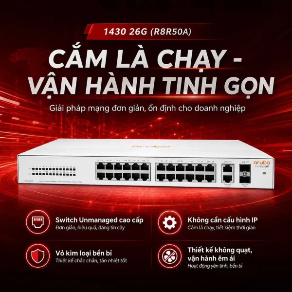 Thiết bị chuyển mạch Aruba Instant On 1430 26G – R8R50A