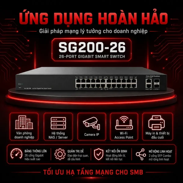 Switch chia mạng Cisco 26Port 10/100/1000Mbps SG200-26