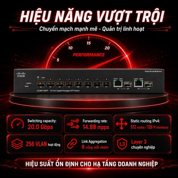 Switch chia mạng Cisco SG300-10SFP 10Port 10/100/1000Mbps