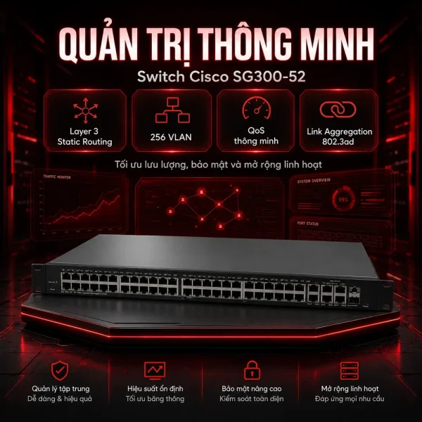 Switch chia mạng Cisco SG300-52 52Port 10/100/1000Mbps