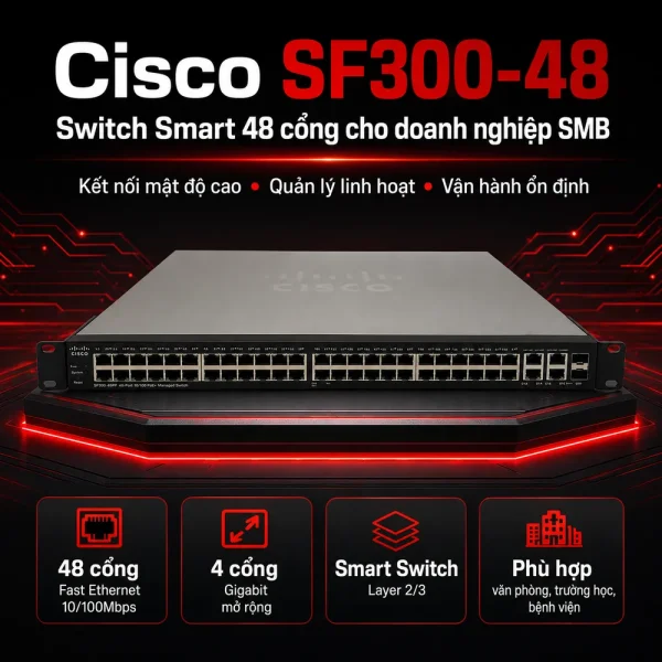 Switch chia mạng Cisco 48-port 10/100Mbps SF300-48