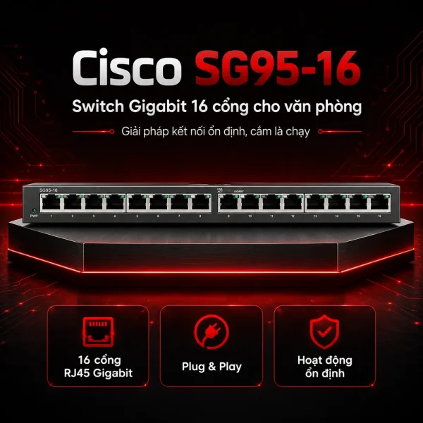 Switch chia mạng Cisco 16port 10/100/1000Mbps SG95-16